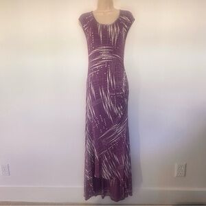 Women’s Julienne W Purple and White Dot Print Ruched Hi-Low Maxi Dress Size XS